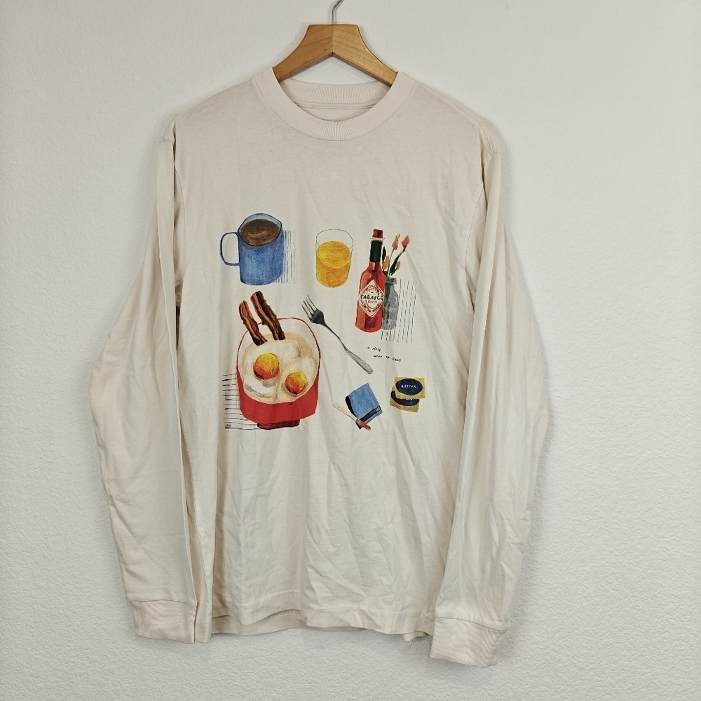 AYR Maggie Cowels Long Sleeve Breakfast Tee "I'll Sleep When I'm Dead" Cotton XS
